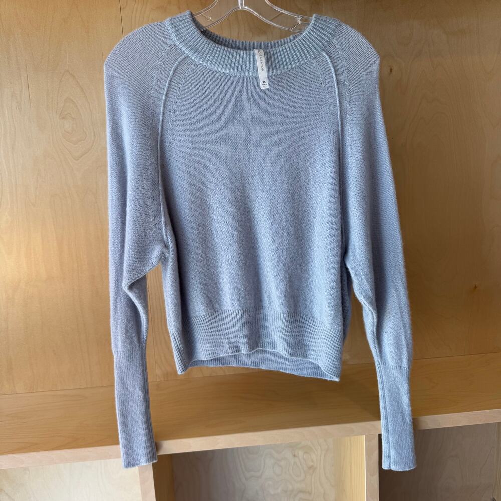Babaton Aritzia 100% Cashmere Light Ice Blue Crewneck Sweater XS Soft Knit